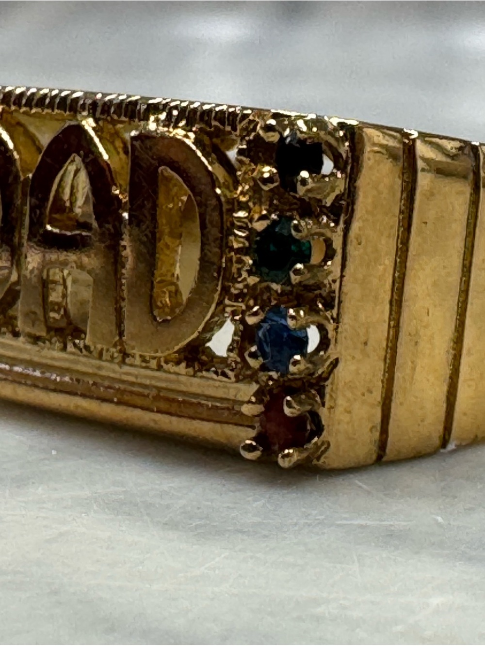 Vintage DAD Statement Ring Colorful Stone Accent Brass Sample Ring Size 9.5 - Picture 14 of 16